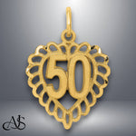 Load image into Gallery viewer, 14K Yellow Gold 16,18,21,25,50 Numbers in a Heart Charm with Necklace Chain Options