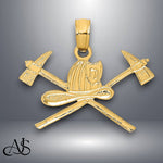 Load image into Gallery viewer, 14K Yellow Gold Fire Department Insignia Charm with Necklace Chain Options