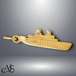 Load image into Gallery viewer, 14K Yellow Gold Solid Polished 3-D Cruise Ship Charm with Necklace Chain Options
