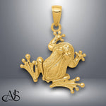 Load image into Gallery viewer, 14K Yellow Gold Solid Polished 3-D Moveable Frog Pendant with Necklace Chain Options
