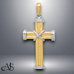 Load image into Gallery viewer, 14K Two-tone Gold Fancy Cross Pendant with Necklace Chain Options