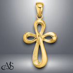 Load image into Gallery viewer, 14K Yellow Gold Polished Cross Charm with Necklace Chain Options