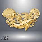 Load image into Gallery viewer, 14K Yellow Gold Dolphin and Shell Cluster Slide with Necklace Chain Options