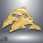 Load image into Gallery viewer, 14K Yellow Gold Triple Dolphin Fits 5mm/8mm Slide with Necklace Chain Options