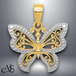 Load image into Gallery viewer, 14K Yellow Gold and Rhodium Buttterfly Charm with Necklace Chain Options