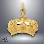 Load image into Gallery viewer, 14K Yellow Gold Fleur De Lis Crown Charm with Necklace Chain Options