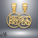 Load image into Gallery viewer, 14K Yellow Gold Break apart Cut-out BEST FRIEND Charm with Necklace Chain Options