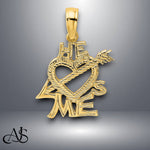 Load image into Gallery viewer, 14K Yellow Gold HE LOVES ME Heart Charm with Necklace Chain Options