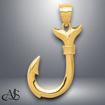Load image into Gallery viewer, 14K Yellow Gold 3D Whale Tail Hook Pendant with Necklace Chain Options