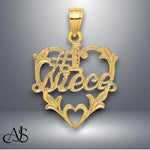 Load image into Gallery viewer, 14K Yellow Gold #1 NIECE in Heart Charm with Necklace Chain Options