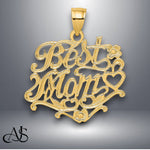 Load image into Gallery viewer, 14K Yellow Gold BEST MOM Charm with Necklace Chain Options