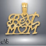 Load image into Gallery viewer, 14K Yellow Gold BEST MOM with Heart Charm with Necklace Chain Options