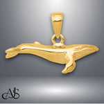 Load image into Gallery viewer, 14K Yellow Gold 3-D Humpback Whale Pendant with Necklace Chain Options