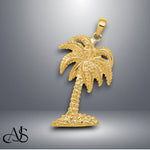 Load image into Gallery viewer, 14K Yellow Gold Large Palm Tree Pendant with Necklace Chain Options