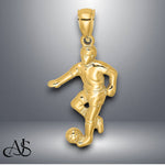 Load image into Gallery viewer, 14K Yellow Gold Boy Soccer Player Running with Ball Charm with Necklace Chain Options