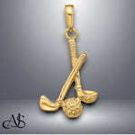 Load image into Gallery viewer, 14K Yellow Gold 3-D Clubs and Ball Pendant with Necklace Chain Options