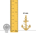 Load image into Gallery viewer, 14K Yellow Gold or White Gold 2-D Anchor with Rope Pendant with Necklace Chain Options