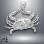 Load image into Gallery viewer, 14K Yellow Gold or White Gold Blue Crab Pendant with Necklace Chain Options