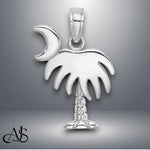 Load image into Gallery viewer, 14K Yellow Gold or White Gold Charleston Palm Tree with Moon Pendant with Necklace Chain Options