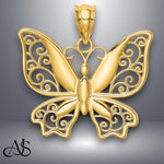 Load image into Gallery viewer, 14K Yellow Gold Polished Butterfly Pendant with Necklace Chain Options