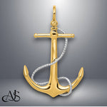 Load image into Gallery viewer, 14K Two-tone Gold 3-D Anchor with Entwined Rope Accent Pendant with Necklace Chain Options