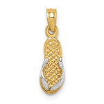 Load image into Gallery viewer, 14K Yellow Gold 3D w/Rhodium Single Flip-Flop Pendant with Necklace Chain Options