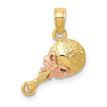 Load image into Gallery viewer, 14K Two-tone Gold Baby Rattle Pendant with Necklace Chain Options