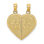 Load image into Gallery viewer, 14K Yellow Gold BEST FRIENDS Break-a-part Heart Charm with Necklace Chain Options
