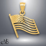 Load image into Gallery viewer, 14K Yellow Gold American Flag Pendant with Necklace Chain Options