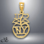 Load image into Gallery viewer, 14K Yellow Gold I HEART NY Apple Charm with Necklace Chain Options