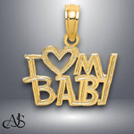 Load image into Gallery viewer, 14K Yellow Gold I HEART MY BABY Charm with Necklace Chain Options