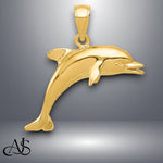 Load image into Gallery viewer, 14K Yellow Gold Jumping Dolphin Pendant with Necklace Chain Options