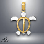 Load image into Gallery viewer, 14K Yellow Gold and Rhodium Sea Turtle Pendant with Necklace Chain Options