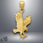 Load image into Gallery viewer, 14K Yellow Gold Satin Diamond-cut Eagle Pendant with Necklace Chain Options