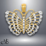 Load image into Gallery viewer, 14K Yellow Gold and Rhodium Diamond-cut Butterfly Pendant with Necklace Chain Options