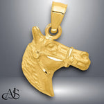 Load image into Gallery viewer, 14K Yellow Gold Diamond-cut Horse Pendant with Necklace Chain Options