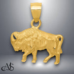 Load image into Gallery viewer, 14K Yellow Gold Diamond-cut Buffalo Pendant with Necklace Chain Options