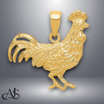 Load image into Gallery viewer, 14K Yellow Gold Textured Open Back Rooster Charm with Necklace Chain Options