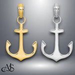 Load image into Gallery viewer, 14K Yellow Gold or White Gold Anchor Pendant with Necklace Chain Options