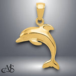 Load image into Gallery viewer, 14K Yellow Gold or White Gold Jumping Dolphin Pendant with Necklace Chain Options
