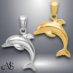 Load image into Gallery viewer, 14K Yellow Gold or White Gold Jumping Dolphin Pendant with Necklace Chain Options
