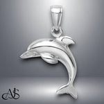 Load image into Gallery viewer, 14K Yellow Gold or White Gold Jumping Dolphin Pendant with Necklace Chain Options