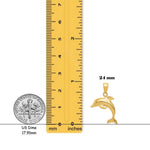 Load image into Gallery viewer, 14K Yellow Gold or White Gold Jumping Dolphin Pendant with Necklace Chain Options