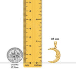 Load image into Gallery viewer, 14K Yellow Gold or White Gold Satin Diamond-cut Moon Pendant with Necklace Chain Options
