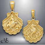 Load image into Gallery viewer, 14K Yellow Gold Sea Turtle / Seashore in a Shell Pendant with Necklace Chain Options