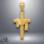 Load image into Gallery viewer, 14K Yellow Gold Satin Draped Cross Pendant with Necklace Chain Options