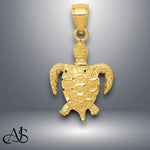 Load image into Gallery viewer, 14K Yellow Gold Textured Turtle Pendant with Necklace Chain Options
