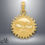 Load image into Gallery viewer, 14K Yellow Gold Solid Polished Reversible Sun Pendant with Necklace Chain Options
