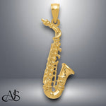 Load image into Gallery viewer, 14K Yellow Gold Solid Polished 3-D Saxophone Pendant with Necklace Chain Options