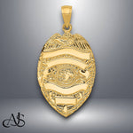 Load image into Gallery viewer, 14K Yellow Gold Large Badge Pendant with Necklace Chain Options